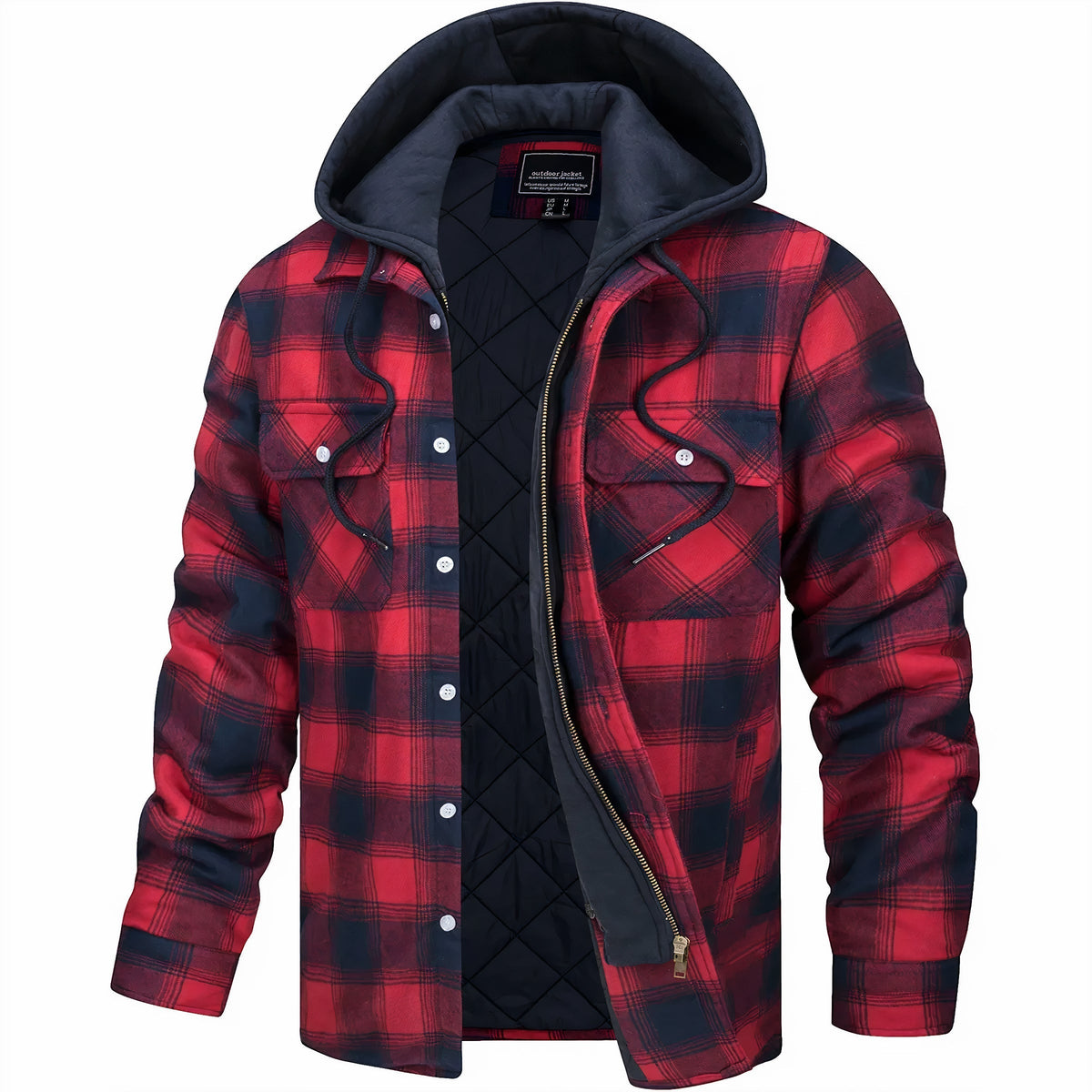 Street-Wave Spring Plaid Jacket With Water-Resistant Shell And Quilted Lining For Men