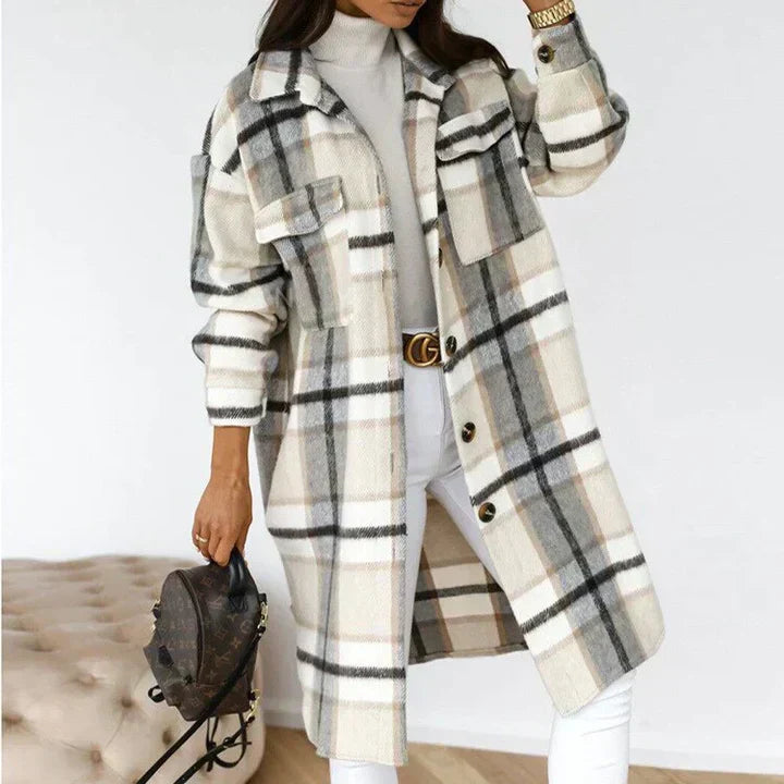 Streetwave Plaid Coat for Women Soft Cozy Warm Jacket Versatile Casual to Chic Look