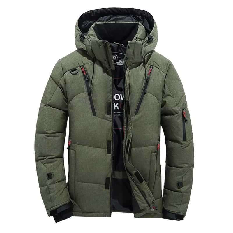 Men's Minus 20 Degree Hooded Down Jacket Parka With White Duck Down Insulation Winter Coat For Outdoor Snow