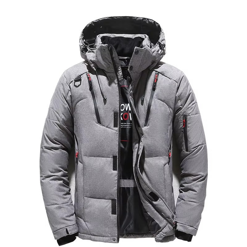 Men's Minus 20 Degree Hooded Down Jacket Parka With White Duck Down Insulation Winter Coat For Outdoor Snow