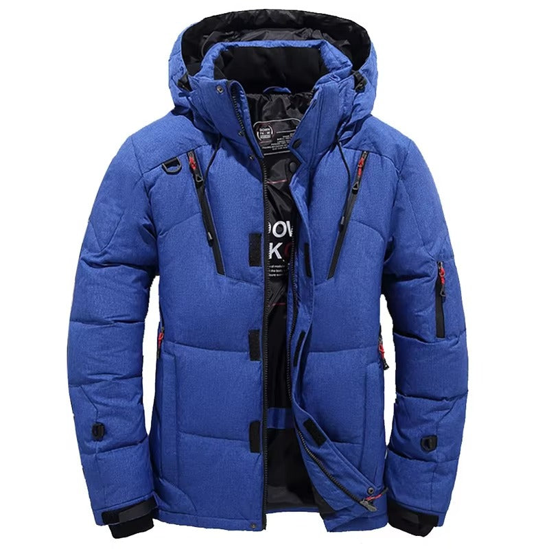 Men's Minus 20 Degree Hooded Down Jacket Parka With White Duck Down Insulation Winter Coat For Outdoor Snow