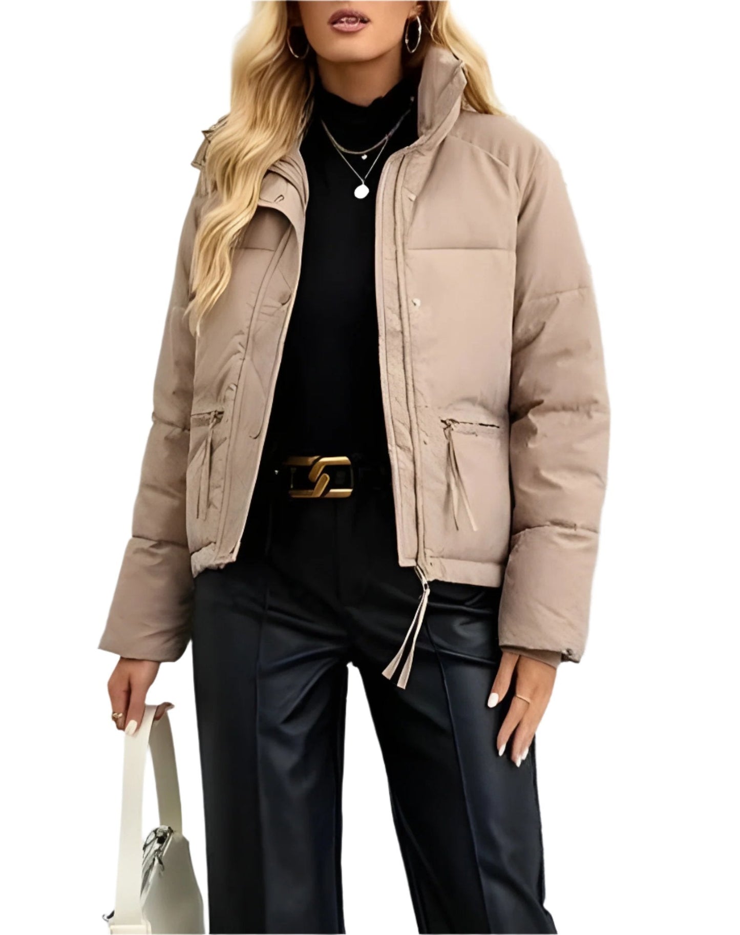 Street Wave Women's Puffer Jacket Warm Insulated With High Collar And Zipper Cozy Warmth