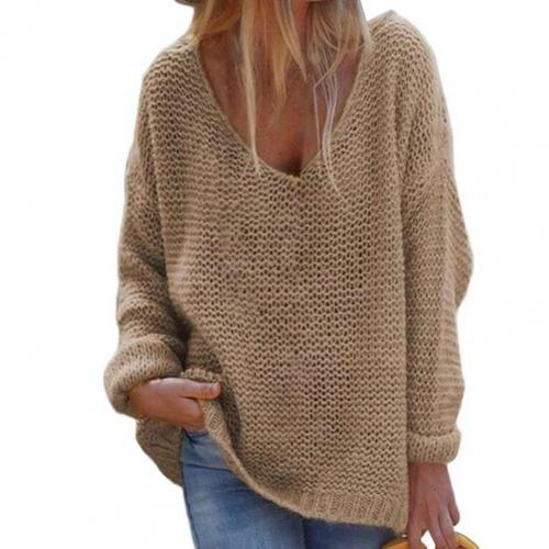 Womens Knit Sweater Alina By Street Wave Relaxed Fit V Neck Cozy Lightweight Casual Everyday