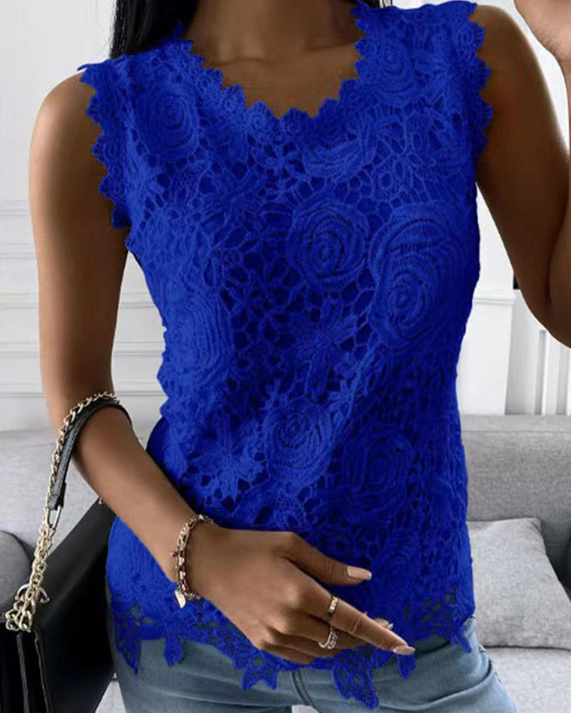Streetwave Lace Sleeveless Top Amira Elegant For Women With Romantic Floral Design