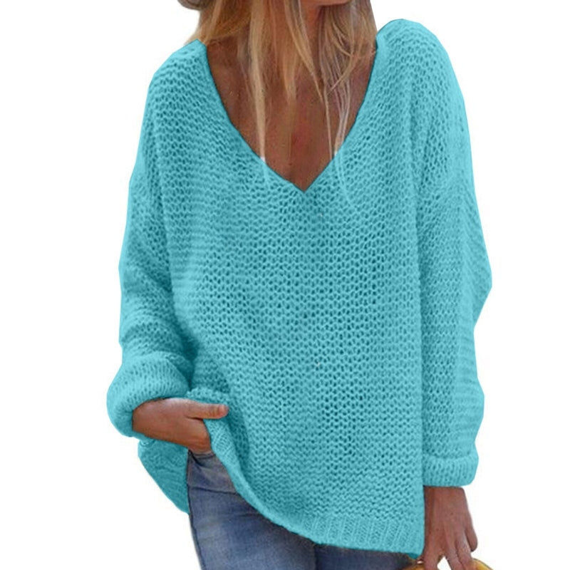 Womens Knit Sweater Alina By Street Wave Relaxed Fit V Neck Cozy Lightweight Casual Everyday
