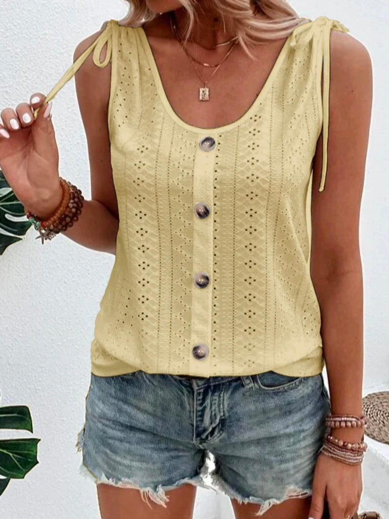 Arden Women's Summer Tank Top Airy Lace Pattern Lightweight Cotton Blend Flattering Fit for Women