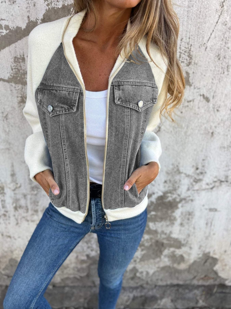 Street-wave Women's Denim Jacket Romina Modern Contrast Design For Everyday Style
