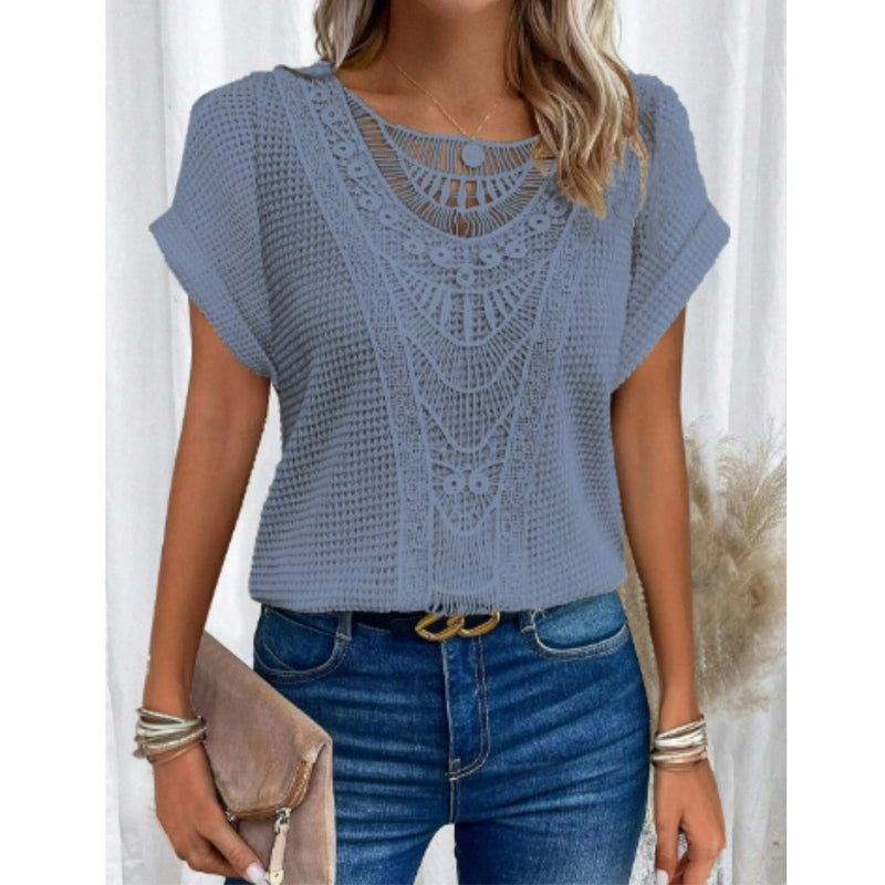 Street-Wave Boho Crochet Lace Top For Women Lightweight Breathable Chic Summer Shirt