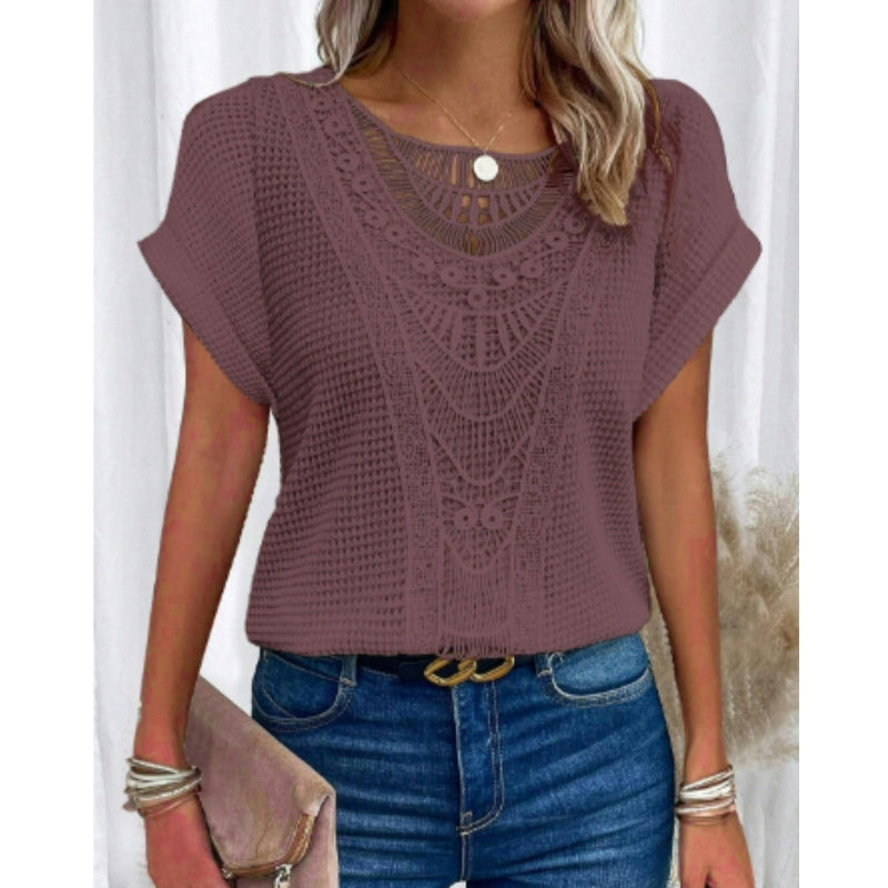 Street-Wave Boho Crochet Lace Top For Women Lightweight Breathable Chic Summer Shirt