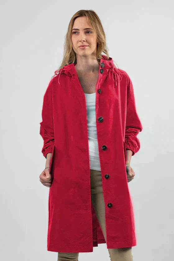 Street-wave Womens Raincoat Theresa Long Hooded Coat for Rainy Days Minimalist Modern Look