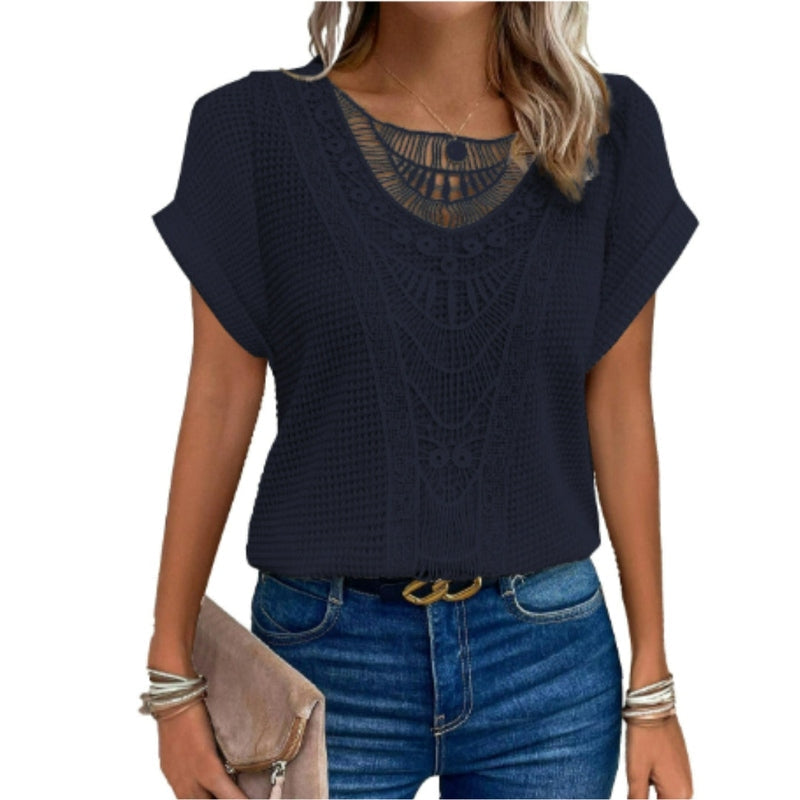 Street-Wave Boho Crochet Lace Top For Women Lightweight Breathable Chic Summer Shirt