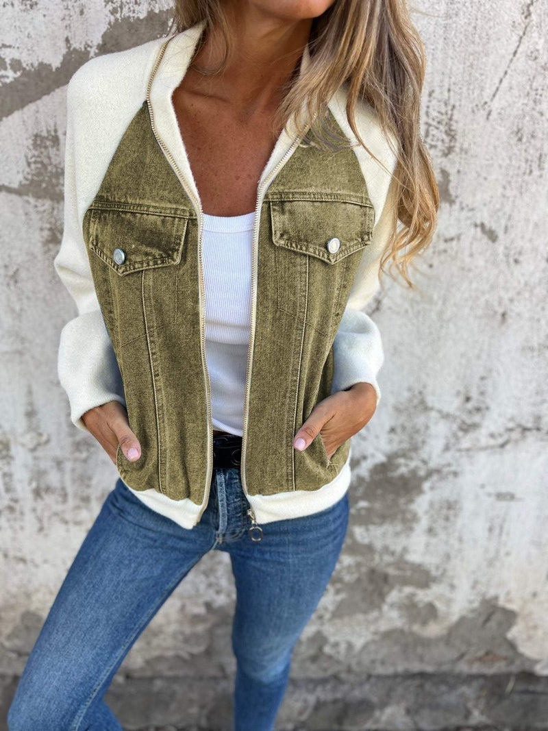 Street-wave Women's Denim Jacket Romina Modern Contrast Design For Everyday Style