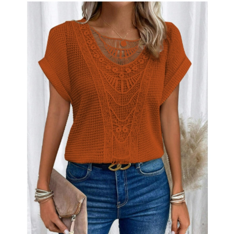Street-Wave Boho Crochet Lace Top For Women Lightweight Breathable Chic Summer Shirt