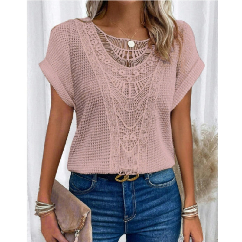 Street-Wave Boho Crochet Lace Top For Women Lightweight Breathable Chic Summer Shirt