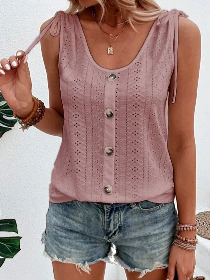 Arden Women's Summer Tank Top Airy Lace Pattern Lightweight Cotton Blend Flattering Fit for Women