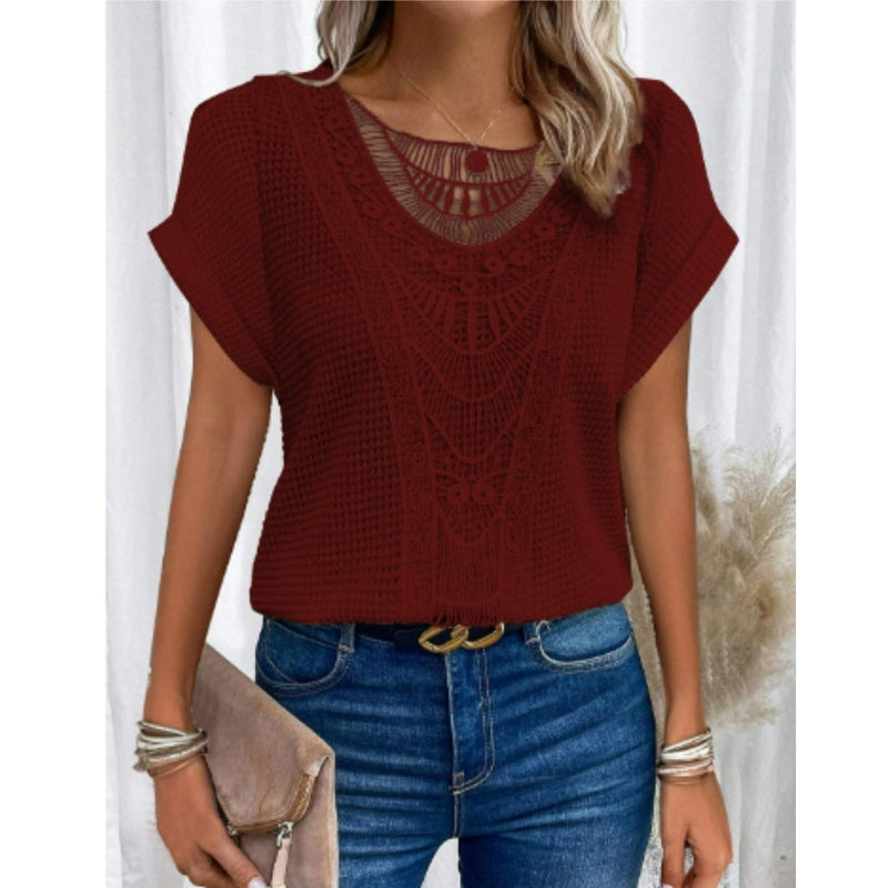 Street-Wave Boho Crochet Lace Top For Women Lightweight Breathable Chic Summer Shirt