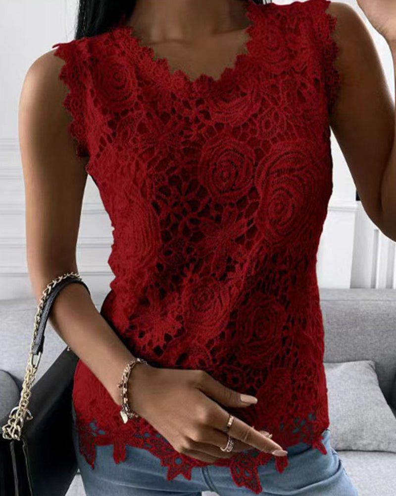 Streetwave Lace Sleeveless Top Amira Elegant For Women With Romantic Floral Design