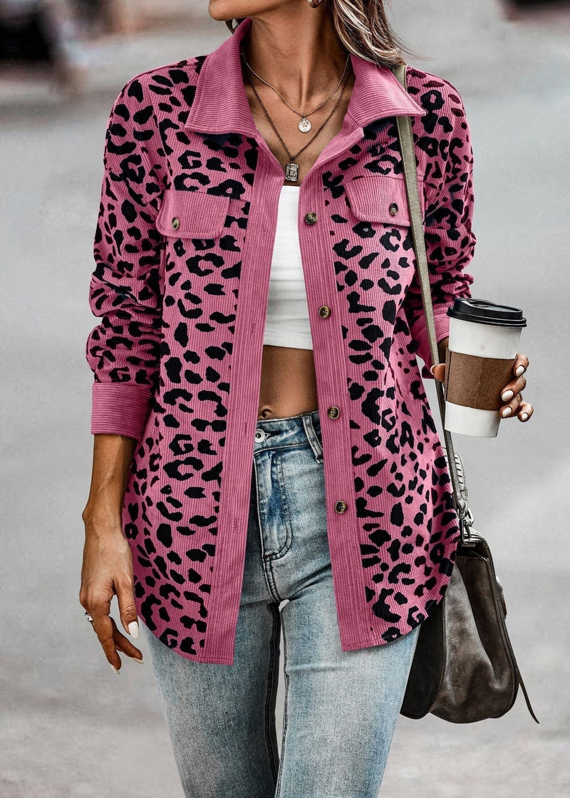 Street-wave Valeria Leopard Print Jacket For Women With Comfortable Fit And Versatile Style