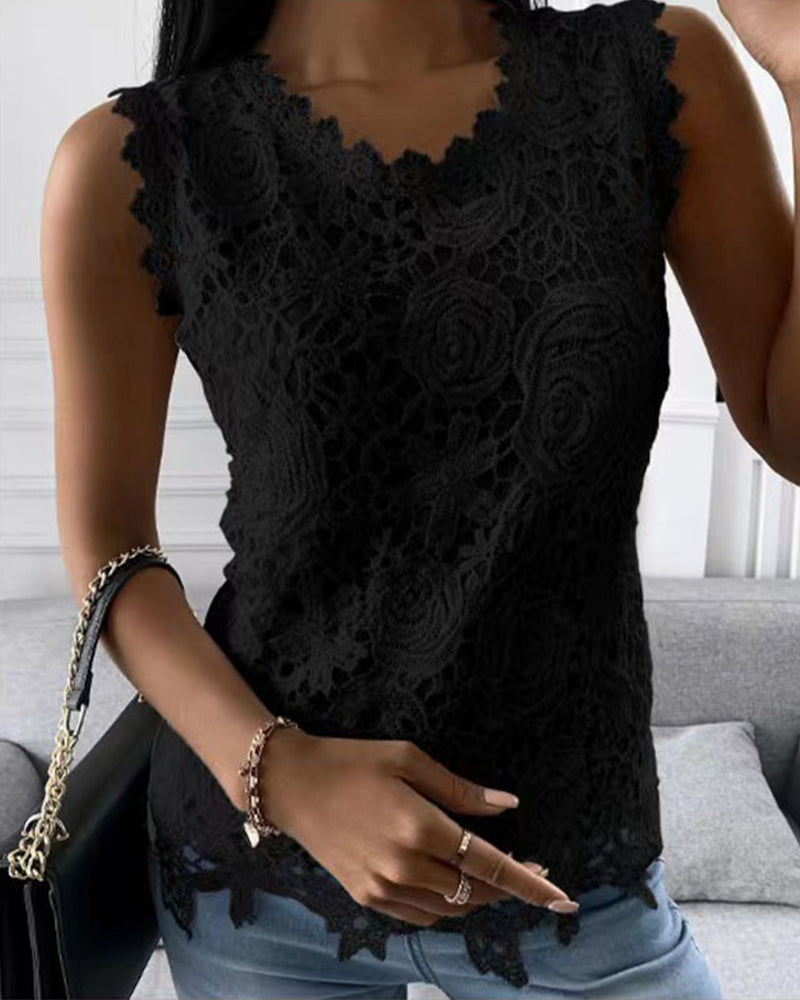 Streetwave Lace Sleeveless Top Amira Elegant For Women With Romantic Floral Design