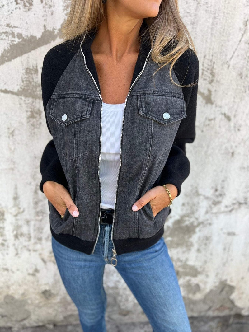 Street-wave Women's Denim Jacket Romina Modern Contrast Design For Everyday Style