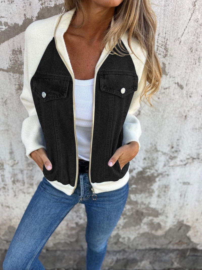 Street-wave Women's Denim Jacket Romina Modern Contrast Design For Everyday Style