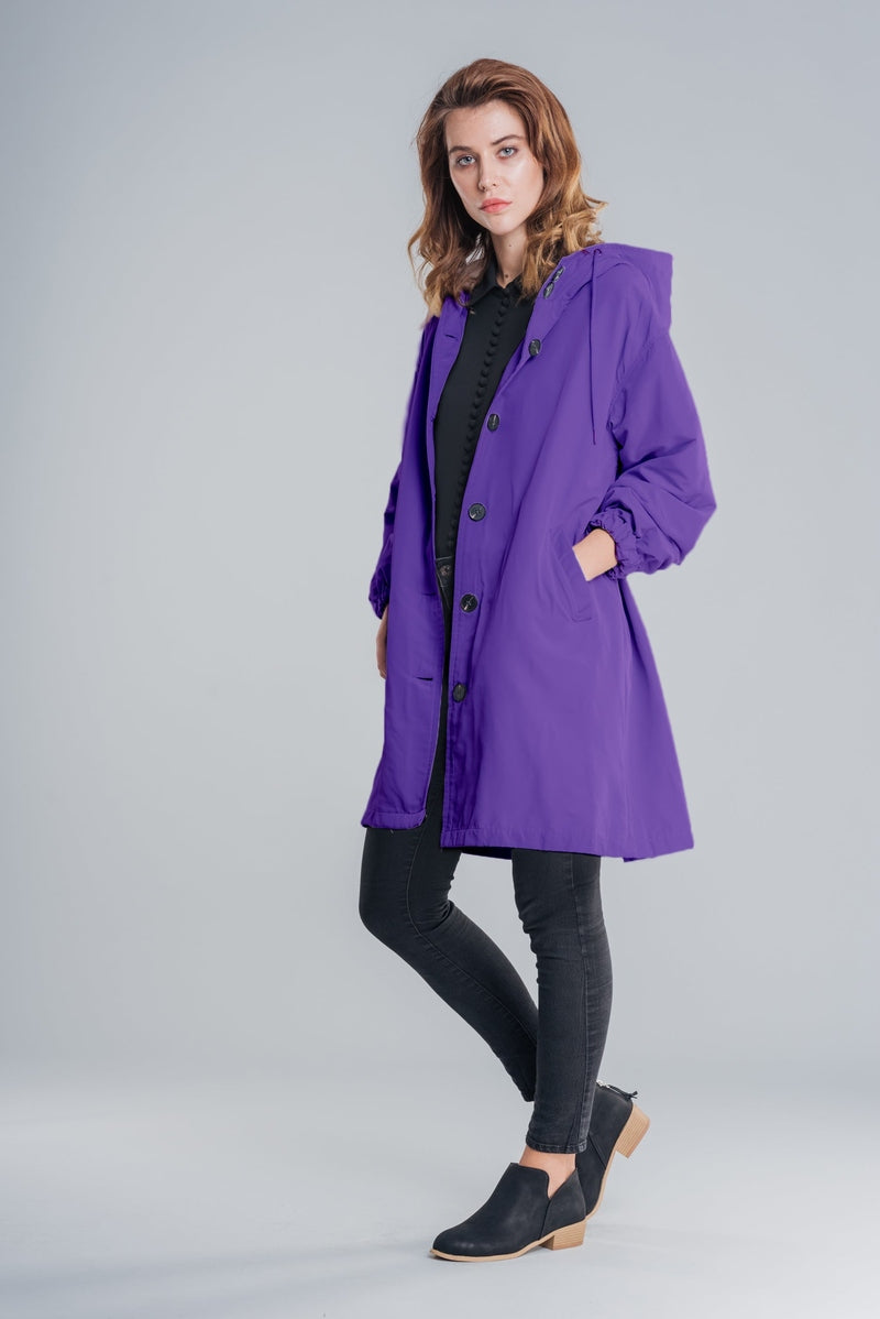 Street-wave Womens Raincoat Theresa Long Hooded Coat for Rainy Days Minimalist Modern Look