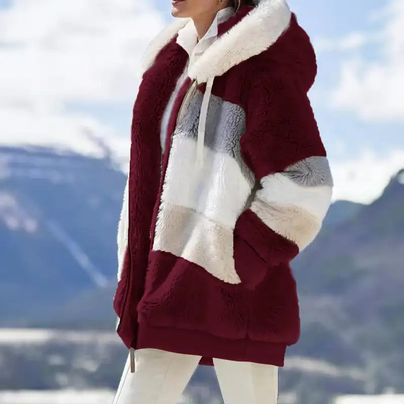 Street-Wave Blue Faux Fur Winter Jacket For Women Cozy Warm Urban Style With Soft Insulation Comfort