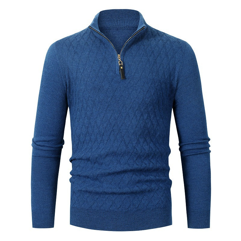 Warm Mens Zip Neck Sweater Street-Wave Cozy Premium Knit For Versatile Layering Outdoor Wear