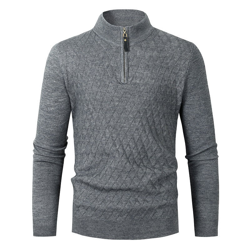 Warm Mens Zip Neck Sweater Street-Wave Cozy Premium Knit For Versatile Layering Outdoor Wear