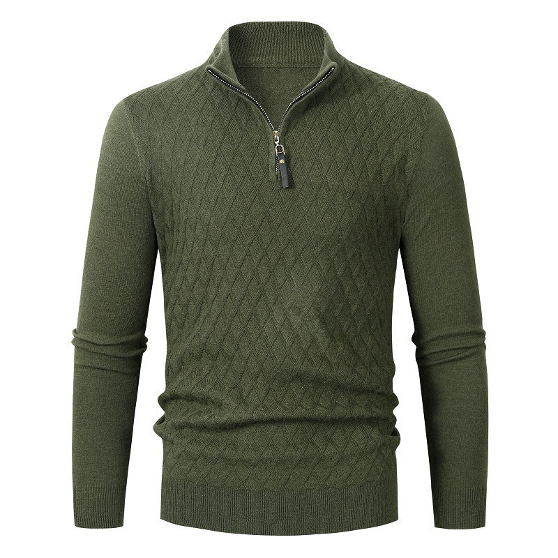 Warm Mens Zip Neck Sweater Street-Wave Cozy Premium Knit For Versatile Layering Outdoor Wear