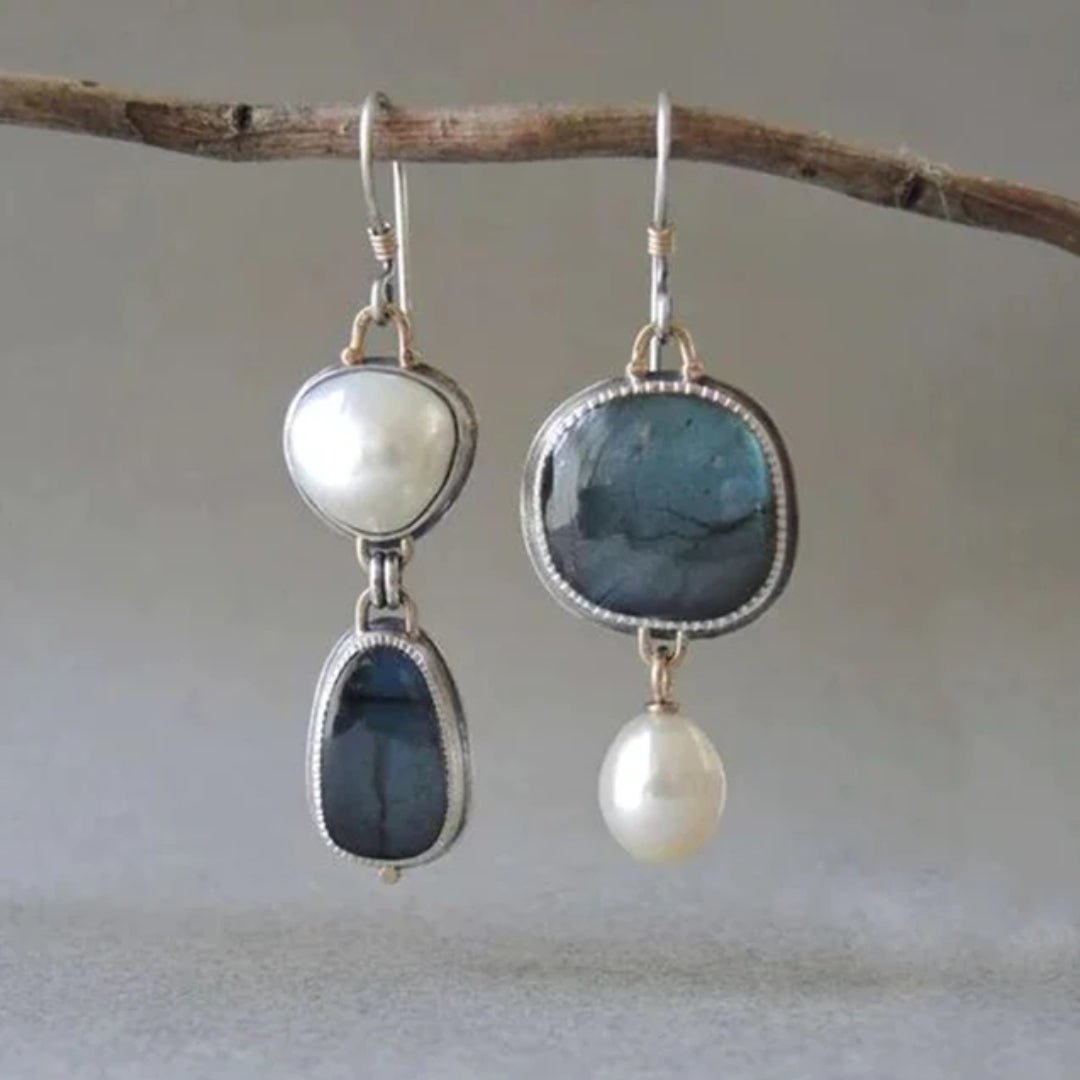Women's Vintage Gem and Pearl Earrings with Unique Design and Elegant Appeal - Street-Wave