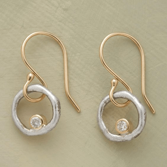 Women's Vintage Zirconia Earrings with Gold and Silver Design - Street-Wave