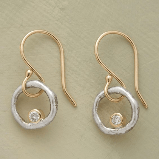 Women's Vintage Zirconia Earrings with Gold and Silver Design - Street-Wave