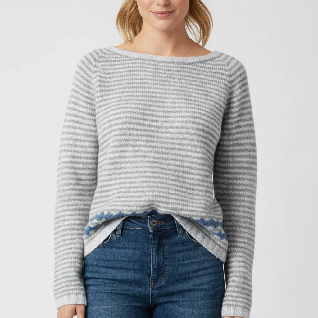 Printed Crewneck Sweater Women Cozy Eye Pattern Street Wave