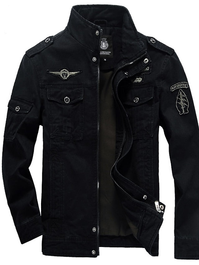 Street-Wave Bomber Jacket For Men Warm Durable Casual Winter Outerwear With Patch Details