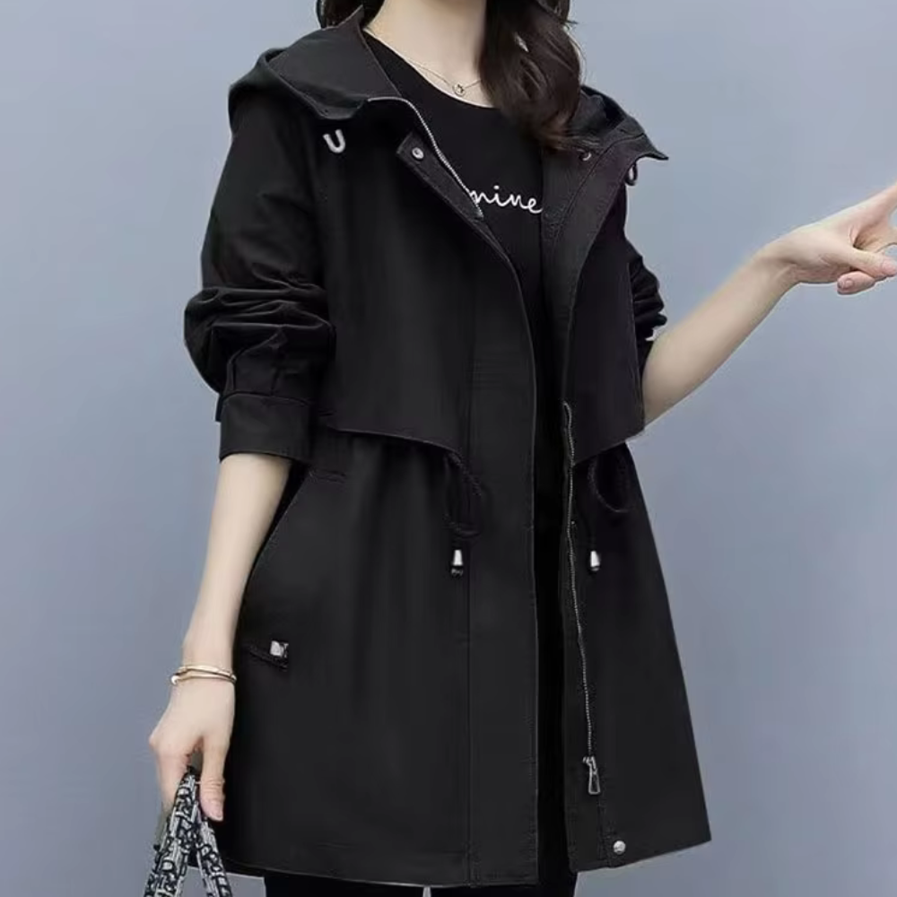 Street-wave Women's Hooded Jacket With Adjustable Drawcord For Fall Lightweight And Stylish