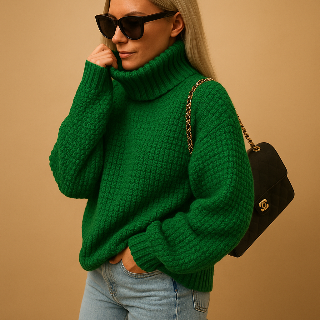 Street Wave Womens Chunky Knit Turtleneck Sweater Cozy Warmth With Timeless Elegance For Winter Wardrobe