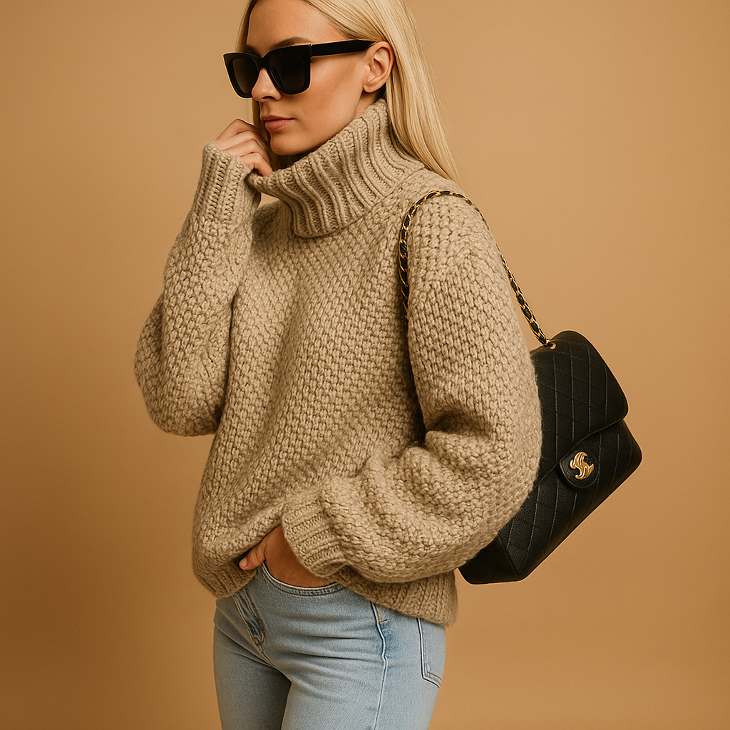 Street Wave Womens Chunky Knit Turtleneck Sweater Cozy Warmth With Timeless Elegance For Winter Wardrobe