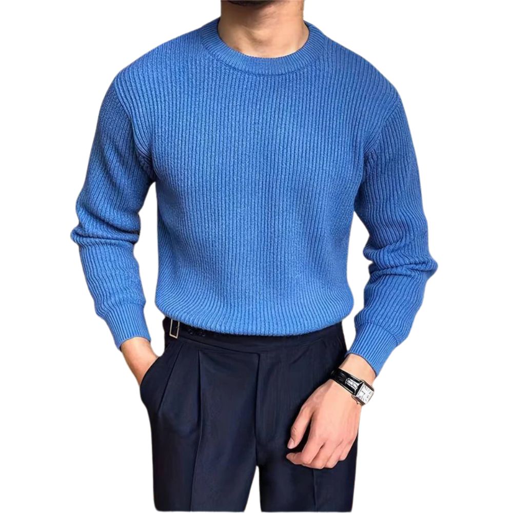 Street-wave Mens Ribbed Knit Sweater Warm Cozy Comfort For Everyday Essential Casual Wear