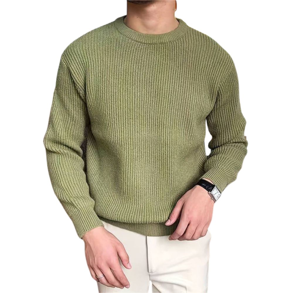 Street-wave Mens Ribbed Knit Sweater Warm Cozy Comfort For Everyday Essential Casual Wear