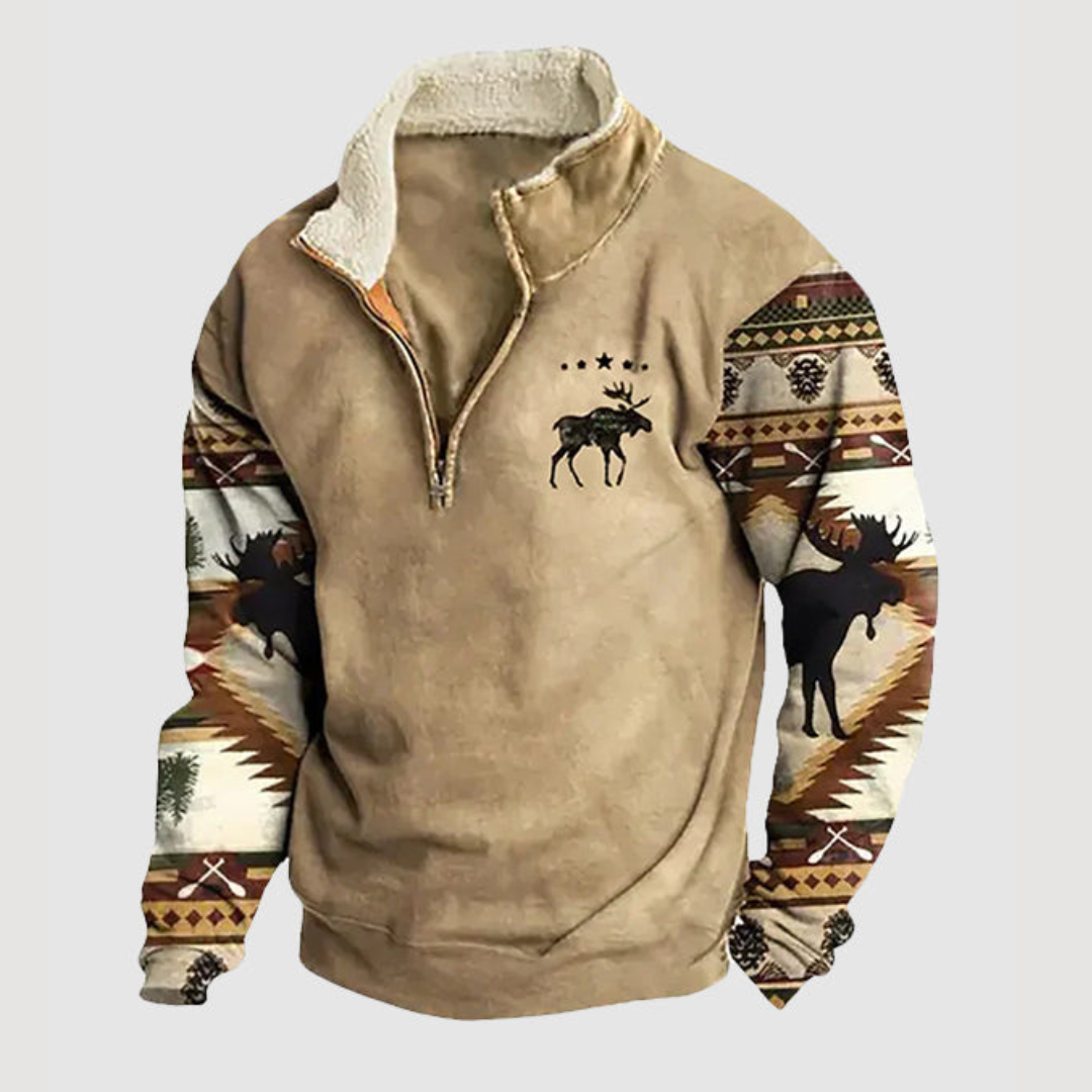 Streetwave Vintage Mens Pullover Warm Fleece Lined Rustic Retro Sweater For Cold Weather Comfort