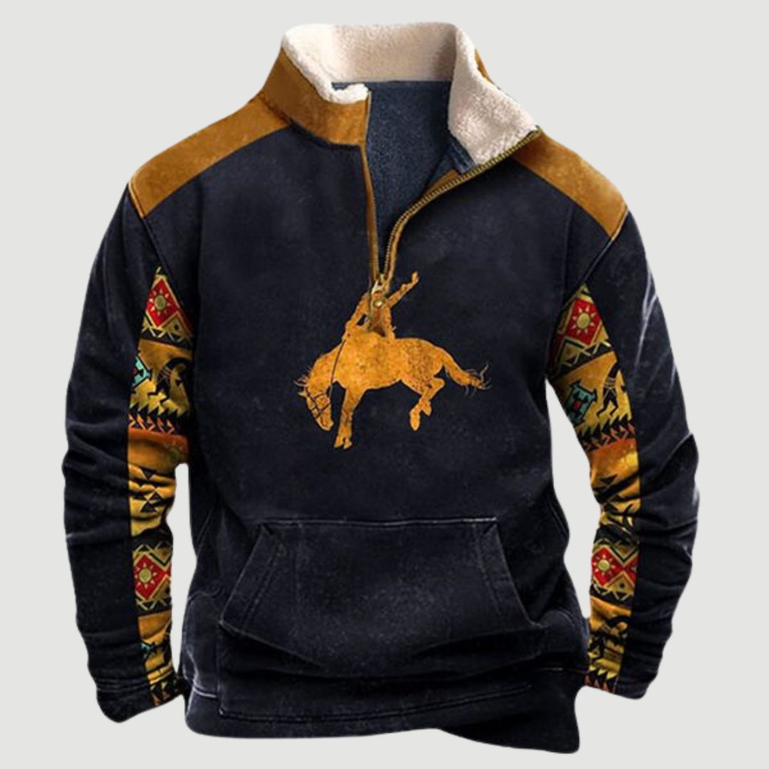 Streetwave Vintage Mens Pullover Warm Fleece Lined Rustic Retro Sweater For Cold Weather Comfort
