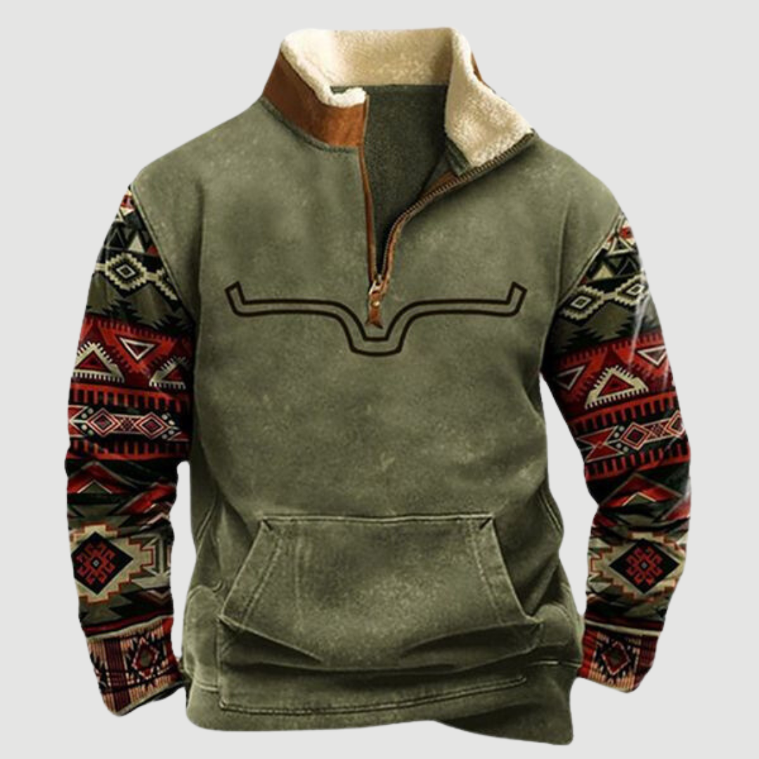 Streetwave Vintage Mens Pullover Warm Fleece Lined Rustic Retro Sweater For Cold Weather Comfort