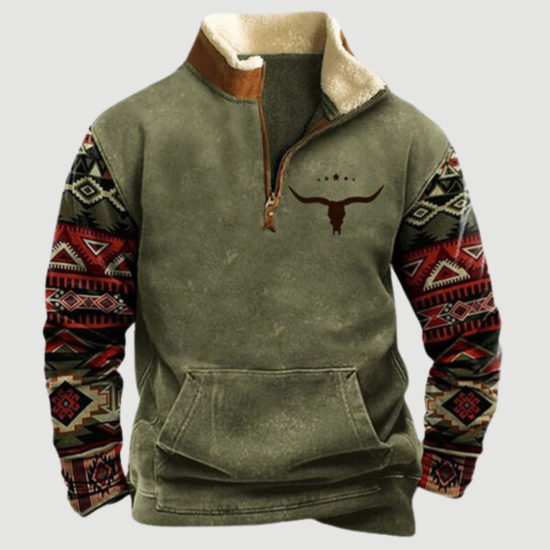 Streetwave Vintage Mens Pullover Warm Fleece Lined Rustic Retro Sweater For Cold Weather Comfort