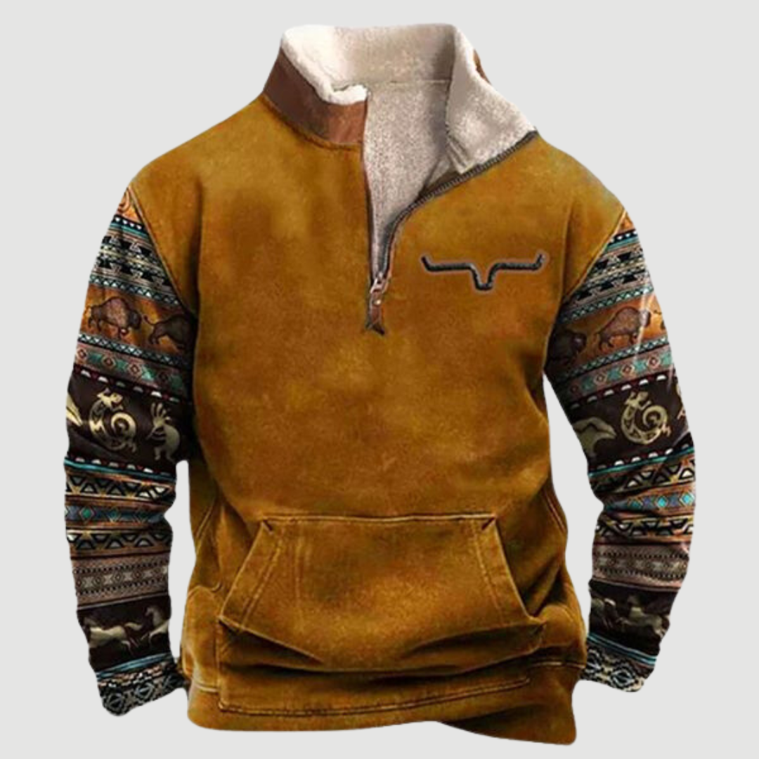 Streetwave Vintage Mens Pullover Warm Fleece Lined Rustic Retro Sweater For Cold Weather Comfort