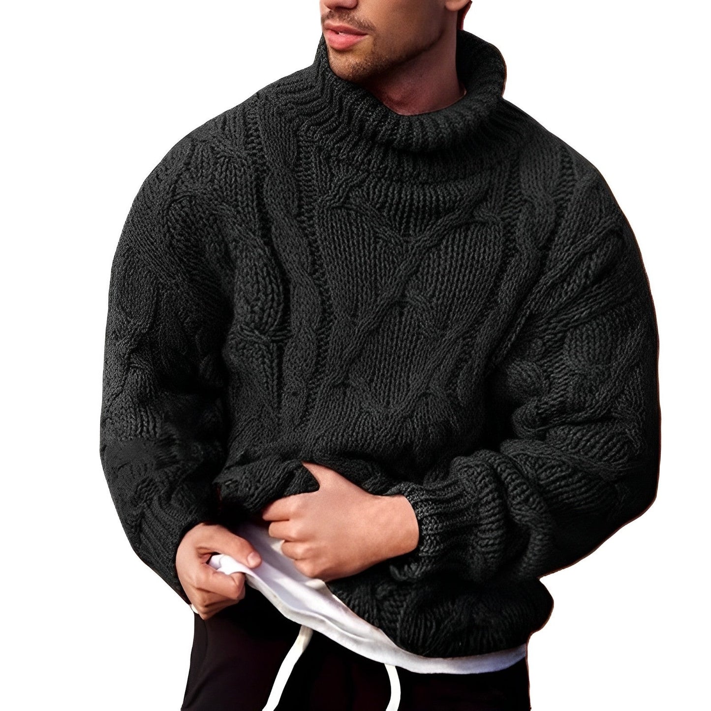 Streetwave Mens Chunky Wool Knit Pullover For Cold Weather And Everyday Comfort For Men