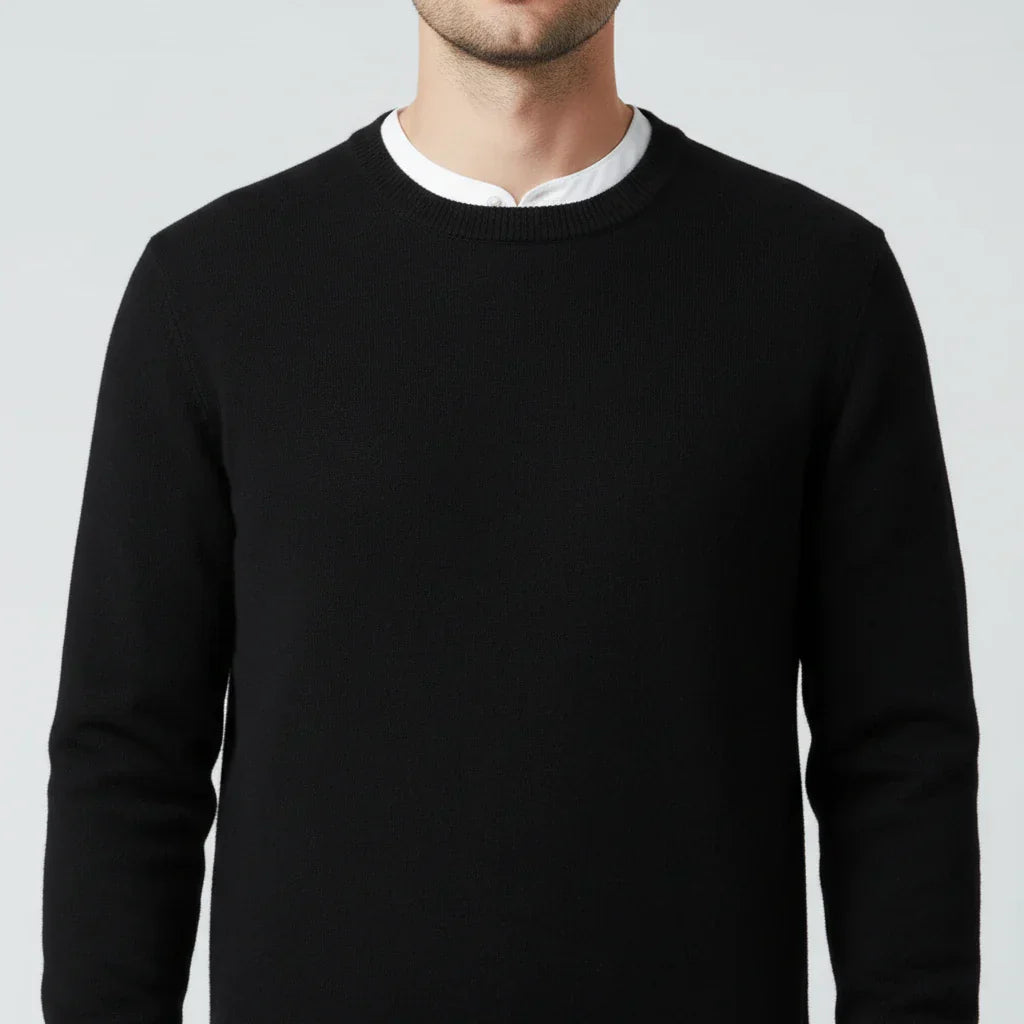 Street Wave Men's Light Blue Crew Neck Knit Sweater Timeless Wardrobe Essential
