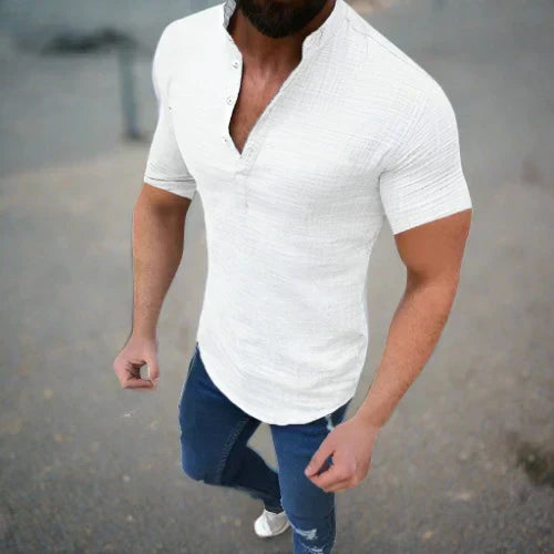 Darren Linen Shirt For Men With V Neck Lightweight Breathable Everyday Casual Style