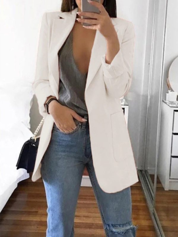 Street-wave Slim-Fit Pink Blazer For Women, Modern Chic Officewear, Tailored Comfort