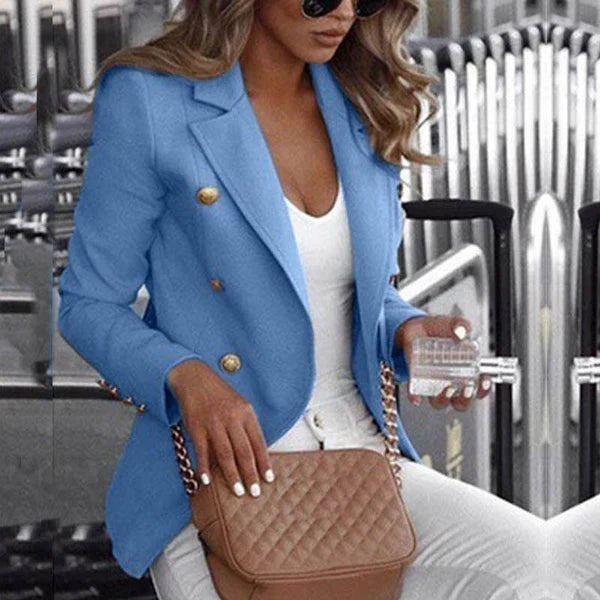 Street-Wave Plaid Long Sleeve Blazer For Women Elegant Versatile Office Ready Everyday